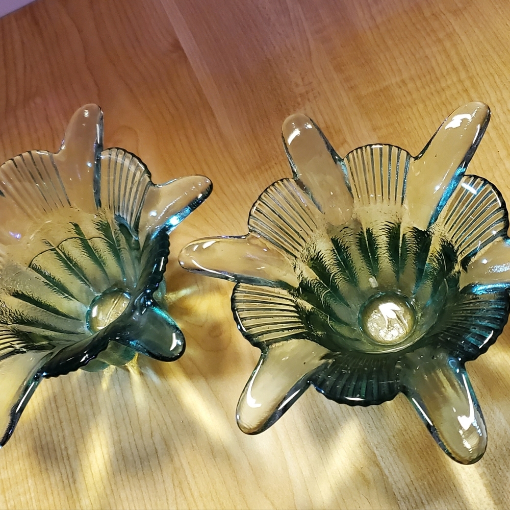 Short Teal Recycled Spain Glass Vase, set of 2